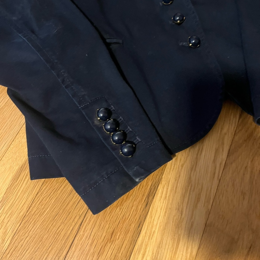 Navy Jcrew Ruffle Color details twill fall jacket size 14 - Picture 5 of 6